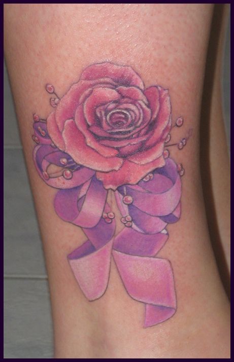 Pretty rose pink tattoo