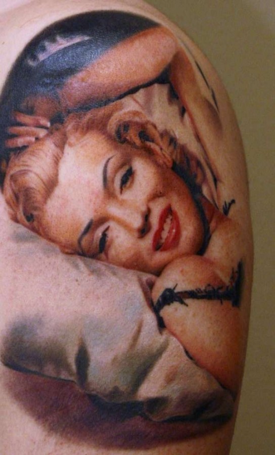 Realistic Marilyn Monroe tattoo