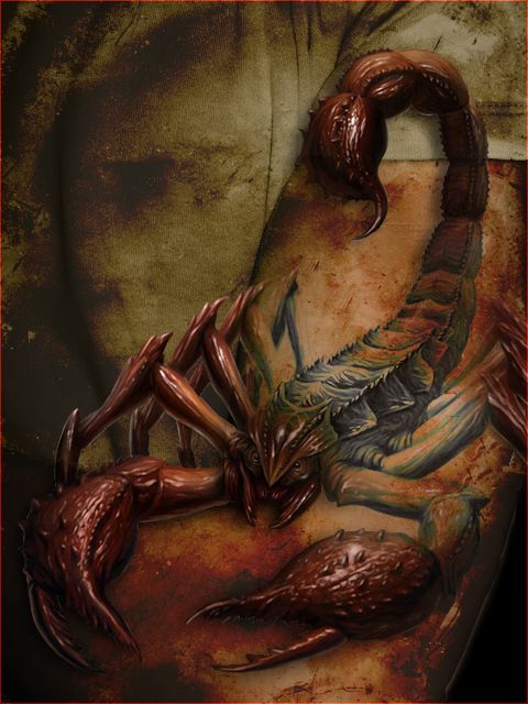 Scorpion scary tattoo