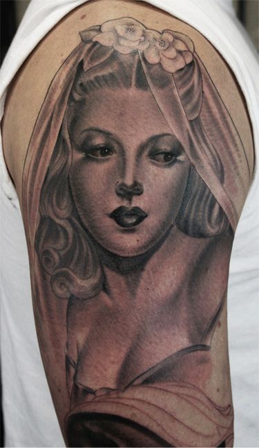 Simple girl tattoo by James Spencer Briggs