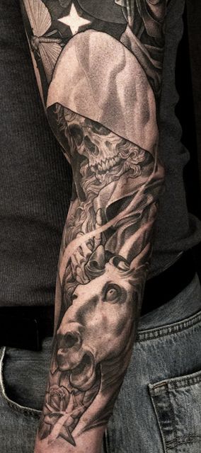 Skull tattoo by James Spencer Briggs