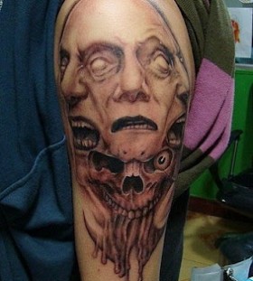 Skulls face tattoo