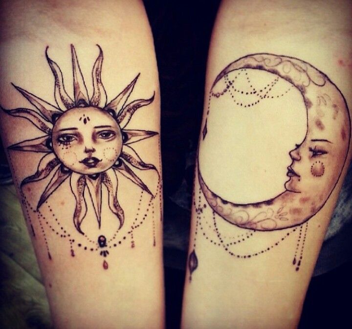 Sun and moon tattoo