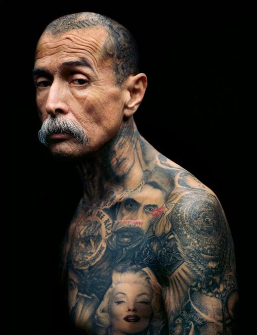 Tattoo on old men with mustaches