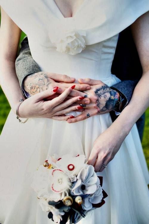 Tattooed groom couples tattoo