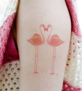 Temporary flamingo tattoo
