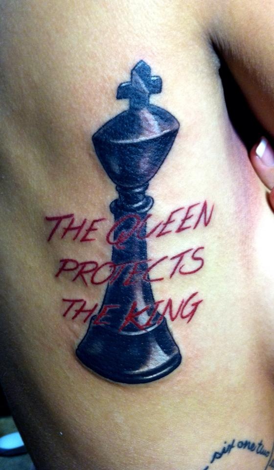 The queen protects that king chess tattoo