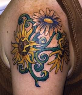 Yellow sunflower tattoo