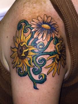 Yellow sunflower tattoo