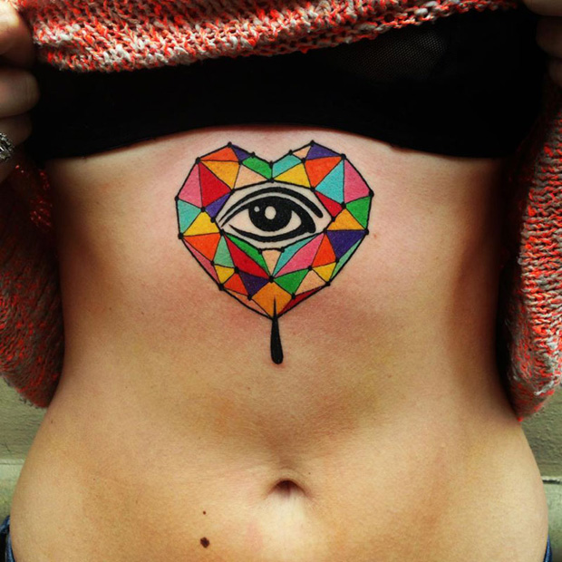 aivaras lee tattoo colorful geometric heart