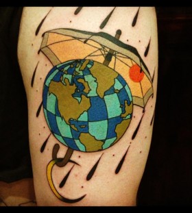 aivaras lee tattoo the globe under umbrella