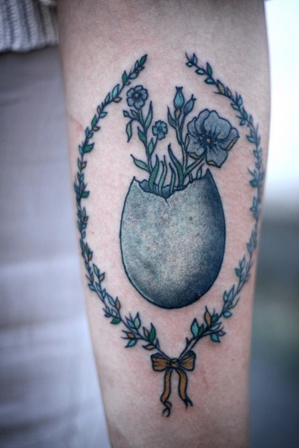 alice carrier tattoo blue egg and wild flower