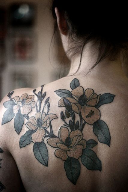 alice carrier tattoo dogwood with honeybees