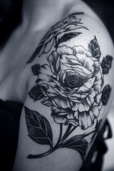 alice carrier tattoo peonies