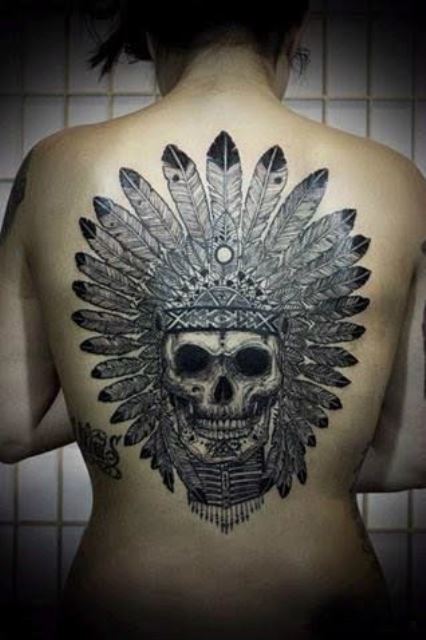 back tattoo design for women amazing skull