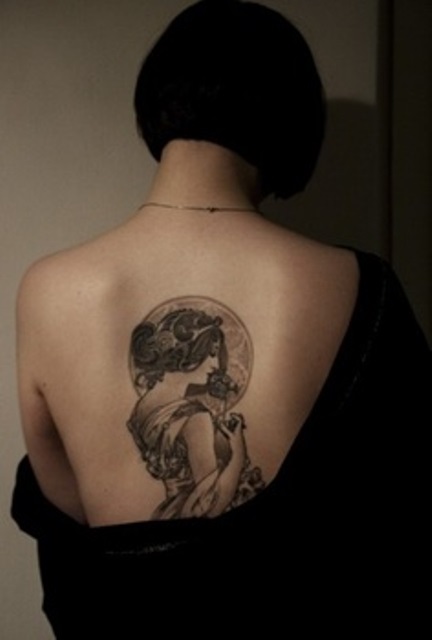 back tattoo design for women mucha inspired tattoo