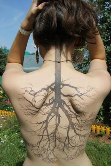 back tattoo design for women tree