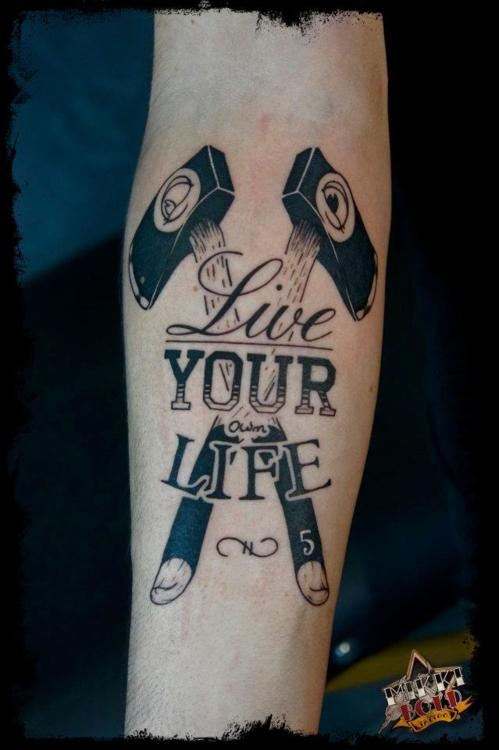 black ink live your own life two axes design