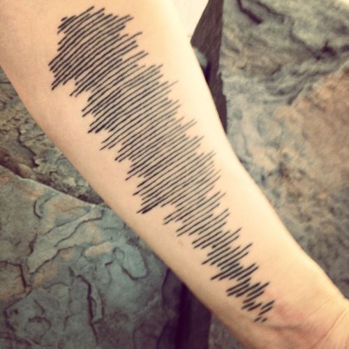 black ink sound waves tattoo