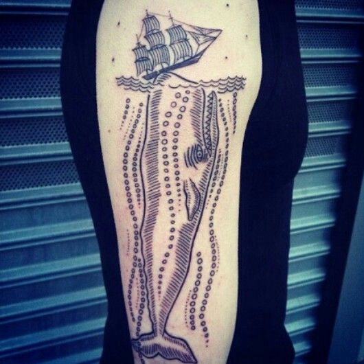 duke riley tattoo huge whale under sailboat