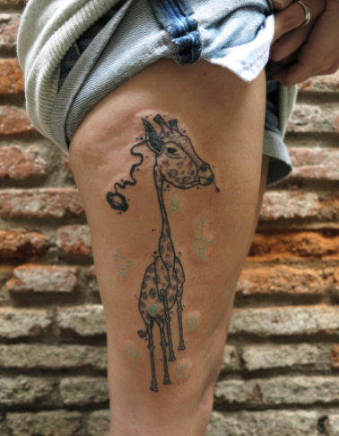 giraffe tattoo by matik