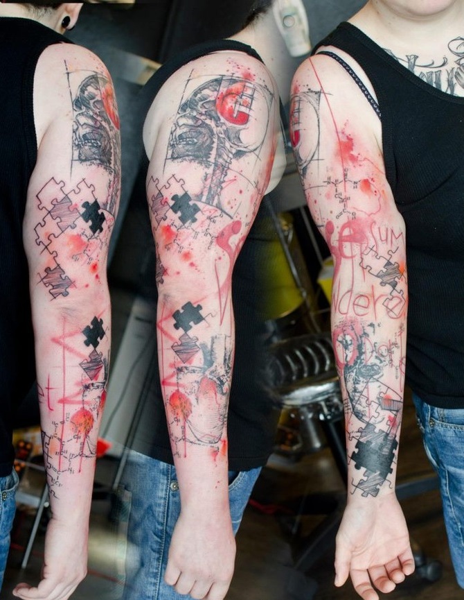 jigsaw puzzle tattoo arm sleeve by klaim