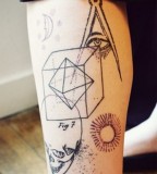 modern tattoo geometry skull and masonic eye