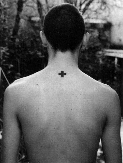 modern tattoo minimalist black cross