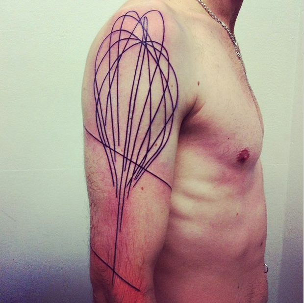 seb inkme black line work tattoo on arm