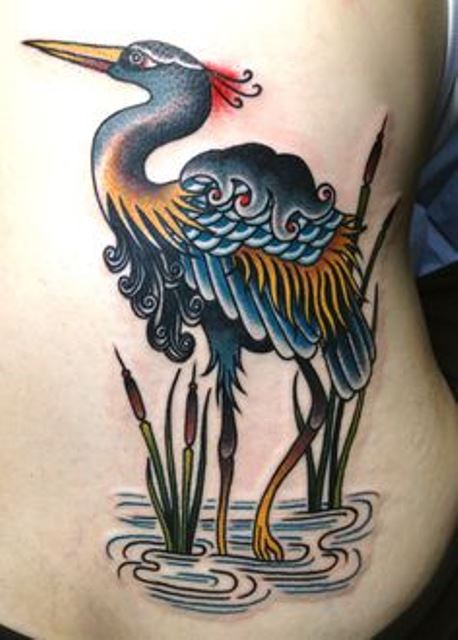 virginia elwood tattoo stork in water