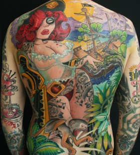 A full back tattoo by Jee Sayalero