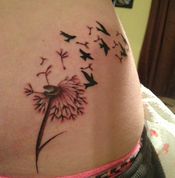 Amaizing black birds hip tattoo