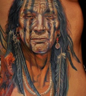 American tribal photorealistic tattoo