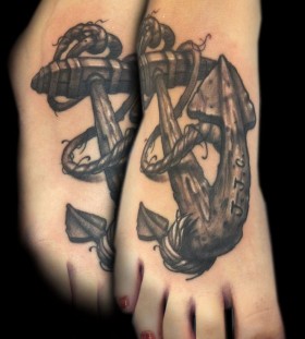 Anchor foot tattoo