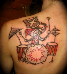 Awesome back abstract character tattoos