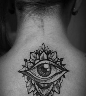 Back eye tattoo
