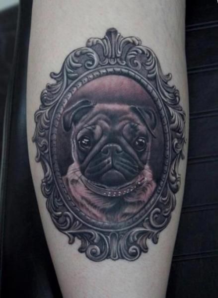 Beautiful dog tattoo in the frame