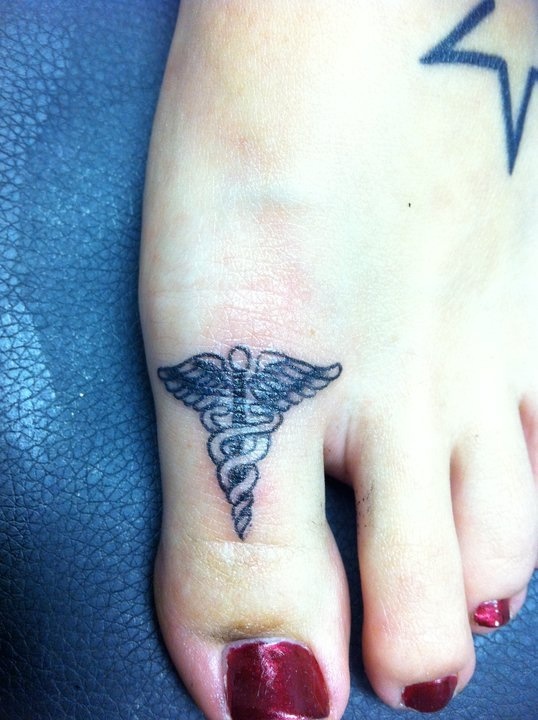 Big legs finger symbols tattoo