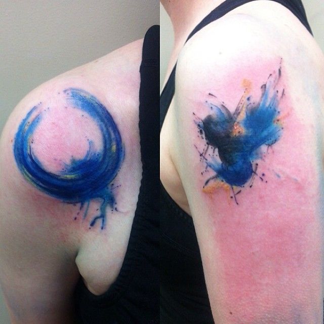 Blue bird tattoo by Mel Wink