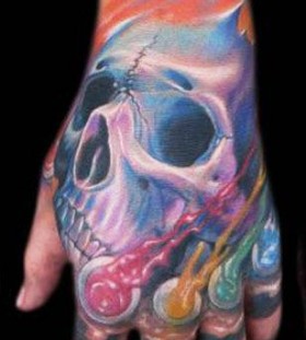 Blue skull tattoo by Zhivko Baychev