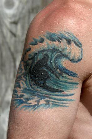 Blue surfing sport tattoo