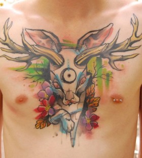 Chest tattoo by Jukan