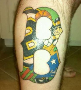 Colorful baseball sport tattoo