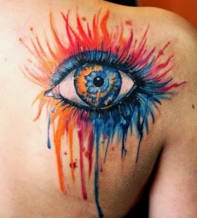 Colorful eye tattoo