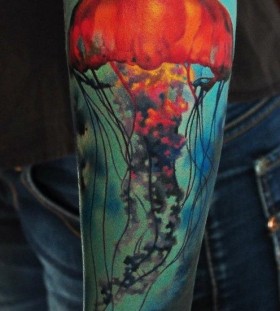 Colorful photorealistic tattoo