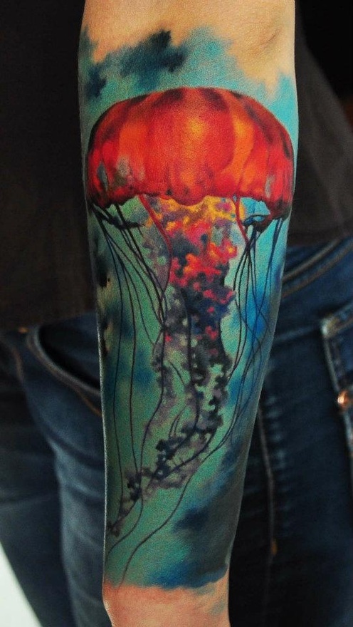 Colorful photorealistic tattoo