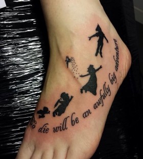 Cute foot Peter Pan tattoo