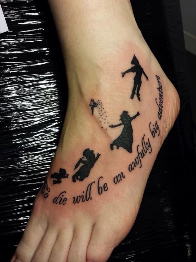 Cute foot Peter Pan tattoo