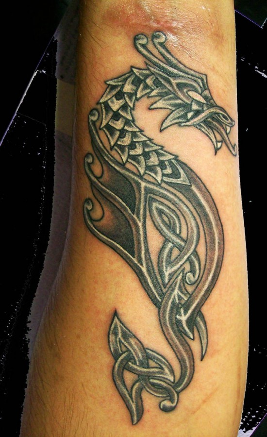 Dragon tattoo close up look