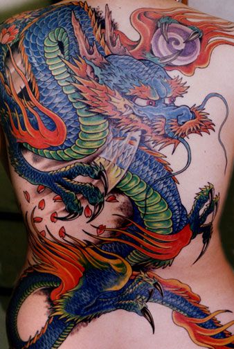 Dragon tattoo  cool colors